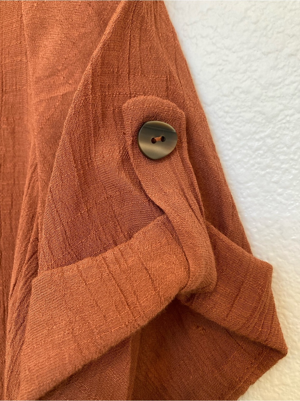 Rust Split-Neck Button Tunic Blouse - Picture 3 of 7